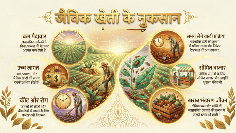 जैविक खेती या परम्परागत खेती से उत्पादकता में बहुत कमी और अधिक लागत के कारण देश में खाद्यान्न संकट पैदा होने की प्रबल सम्भावना है जैसे पड़ौसी देश श्रीलंका में अनाज संकट आना जैविक खेती अपनाने का कारण है
